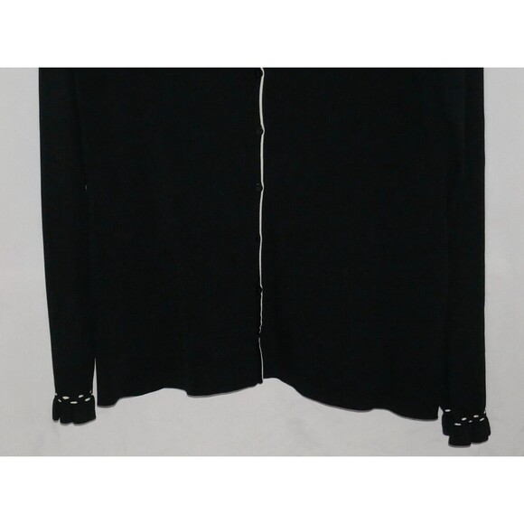 Max Studio Long Sleeves Button Front Black White Cardigan Sweater Size L - Picture 3 of 7